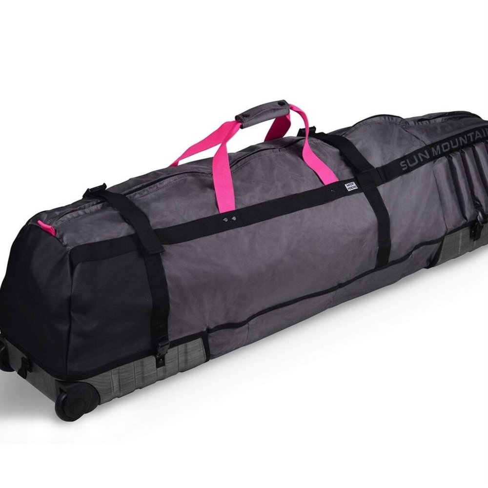 NWT Kube Travel golf bag cover Graphite hard shell with fuchsia pink handles